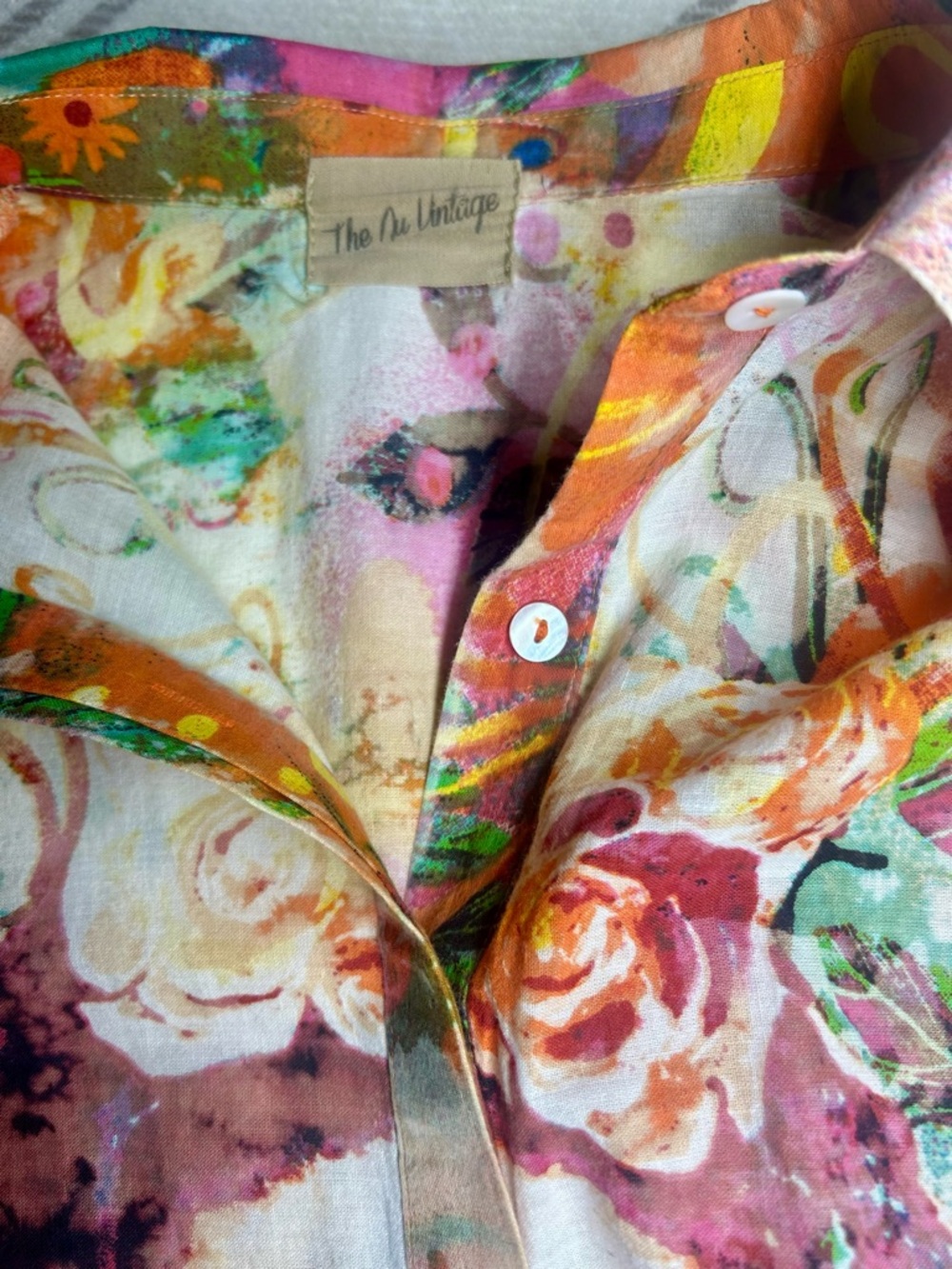 The Nu Vintage Art To Wear Art Deco Multicolored Boho Oversized Top Size M - Picture 7 of 12